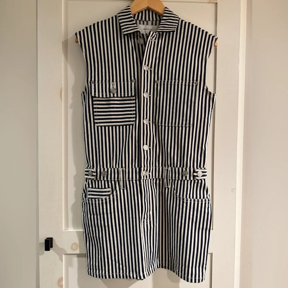 Current Elliott Striped Jumpsuit Dress Sleeveless 0 - Picture 6 of 8